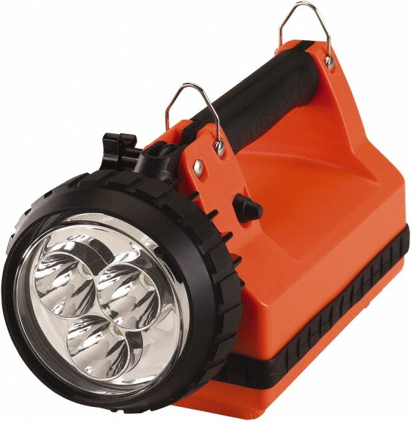 White LED Bulb, 540 Lumens, Spotlight/Lantern Flashlight - Orange Plastic Body, 1 6V Battery Included