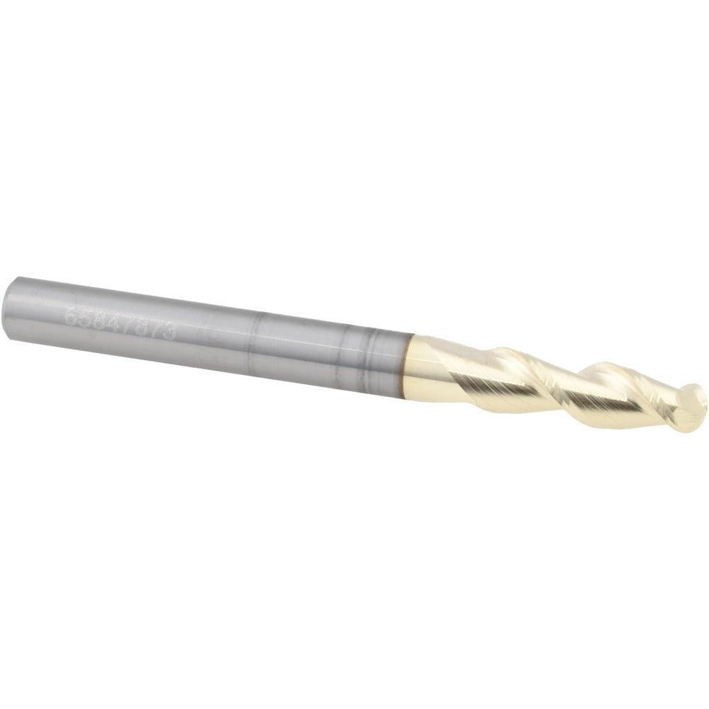 Ball End Mill: 6.00 mm Dia, 19.00 mm LOC, 2 Flute, Solid Carbide