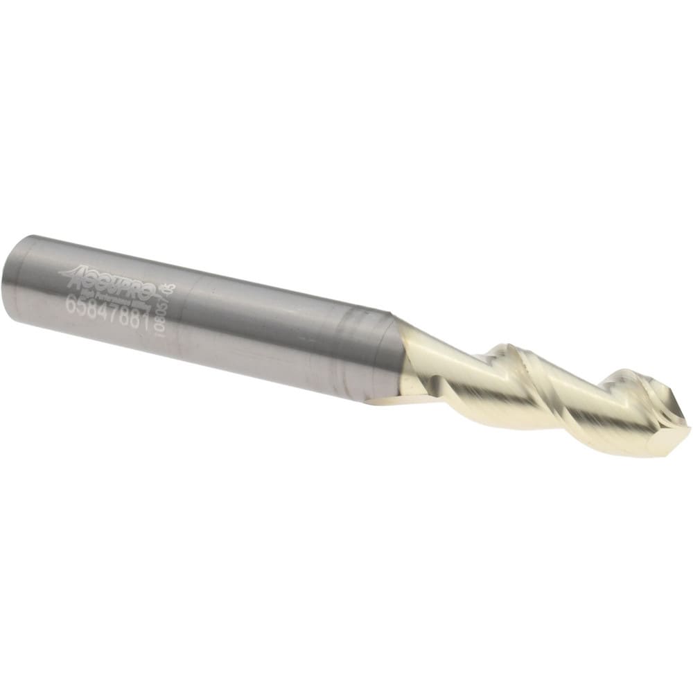Ball End Mill: 7.00 mm Dia, 19.00 mm LOC, 2 Flute, Solid Carbide