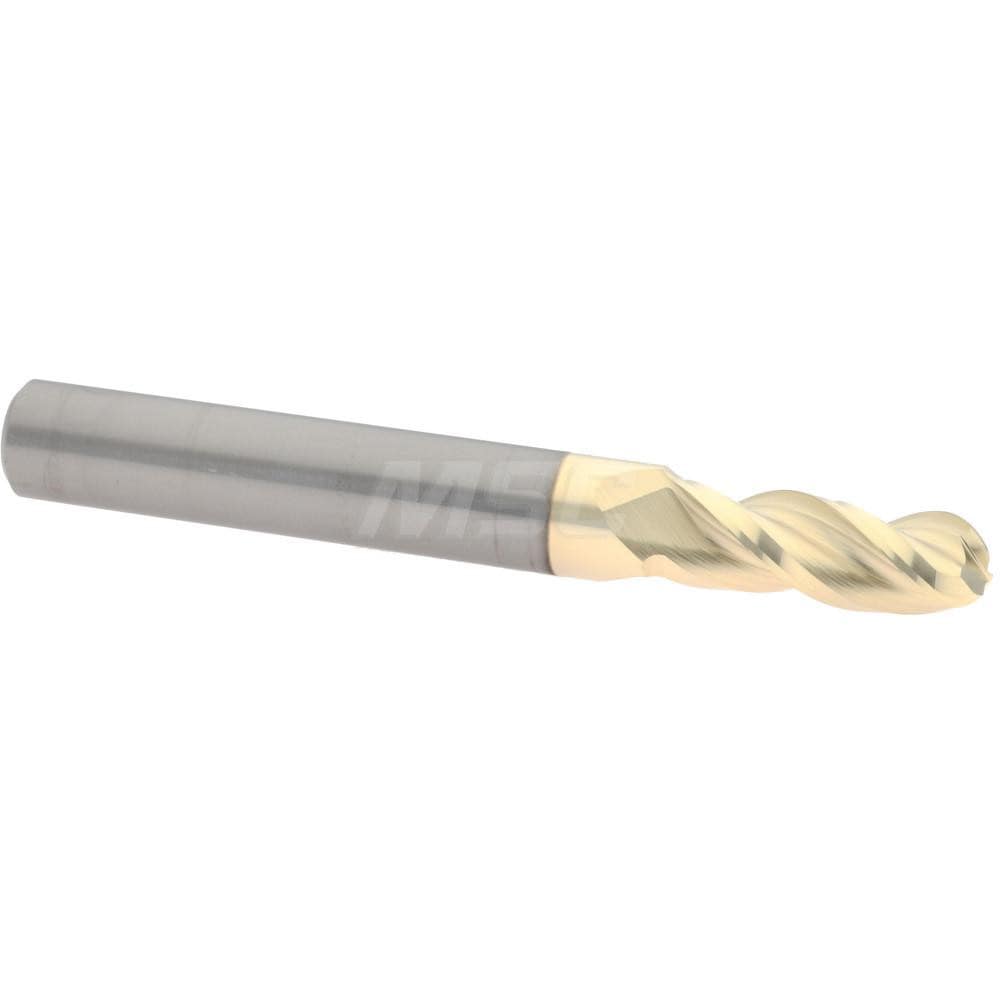 Ball End Mill: 7.00 mm Dia, 19.00 mm LOC, 3 Flute, Solid Carbide