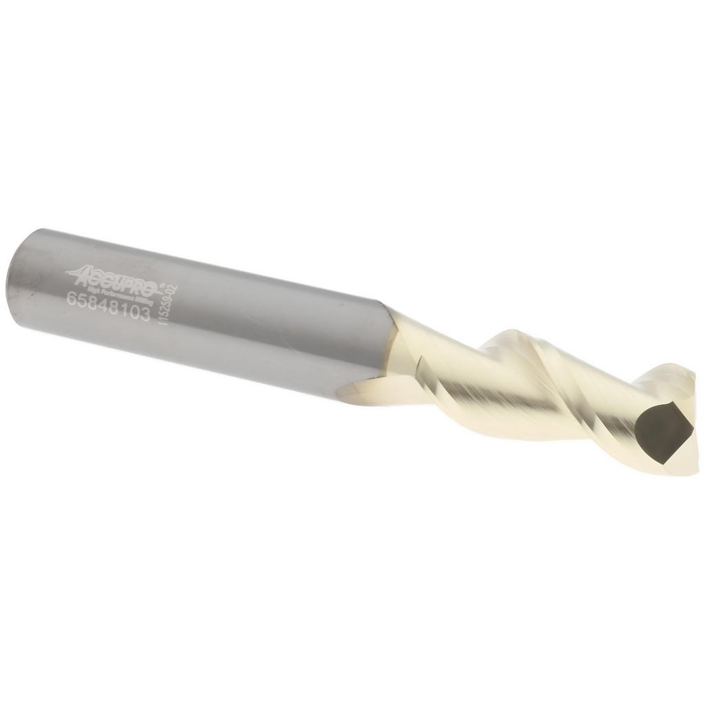 Accupro High Performance Milling Square End Mill: 10.00 mm Dia, 24.00 mm LOC - 70.00 mm OAL, 10.00 mm Shank Dia, 45 deg Helix, ZrN Finish, Single