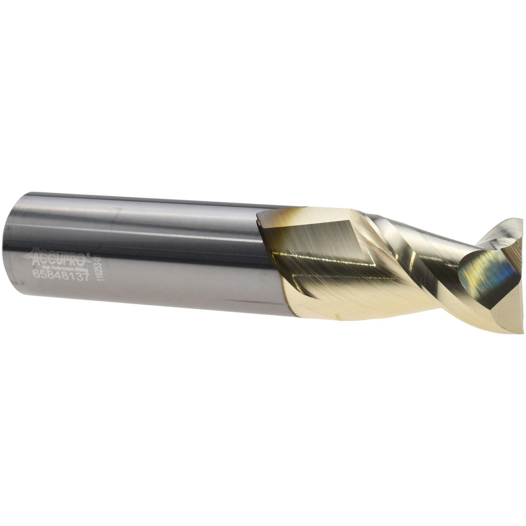 Accupro High Performance Milling Square End Mill: 20.00 mm Dia, 32.00 mm LOC - 100.00 mm OAL, 20.00 mm Shank Dia, 45 deg Helix, ZrN Finish, Single