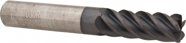 Accupro 5453750030C11 Corner Radius End Mill: 3/8" Dia, 1" LOC, 0.03" Radius, 5 Flutes, Solid Carbide Image