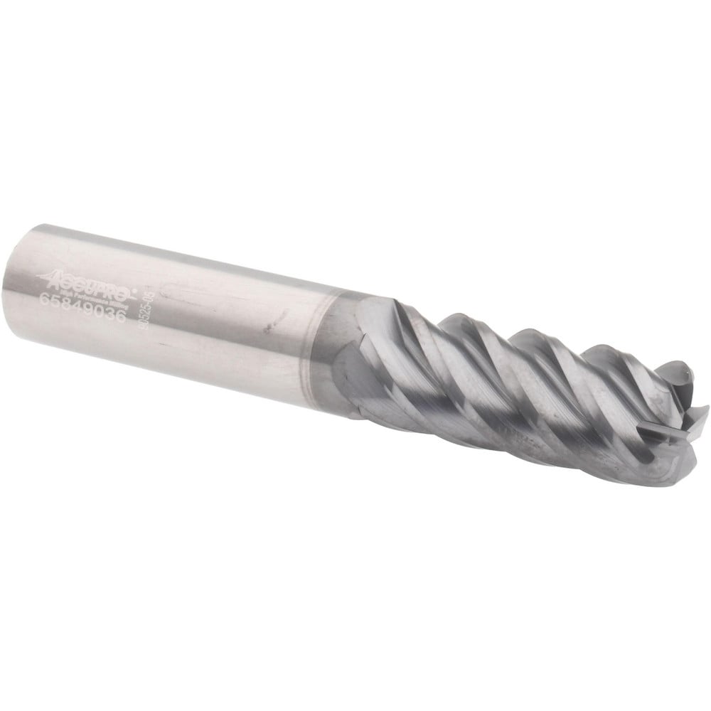 Accupro 5455000090C11 Corner Radius End Mill: 1/2" Dia, 1-1/4" LOC, 0.09" Radius, 5 Flutes, Solid Carbide Image