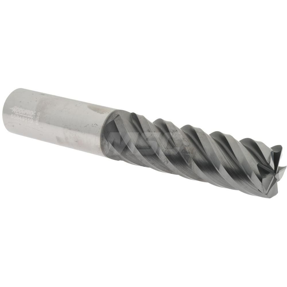 Accupro 545L1000060C11 Corner Radius End Mill: 1" Dia, 3-1/4" LOC, 0.06" Radius, 5 Flutes, Solid Carbide Image