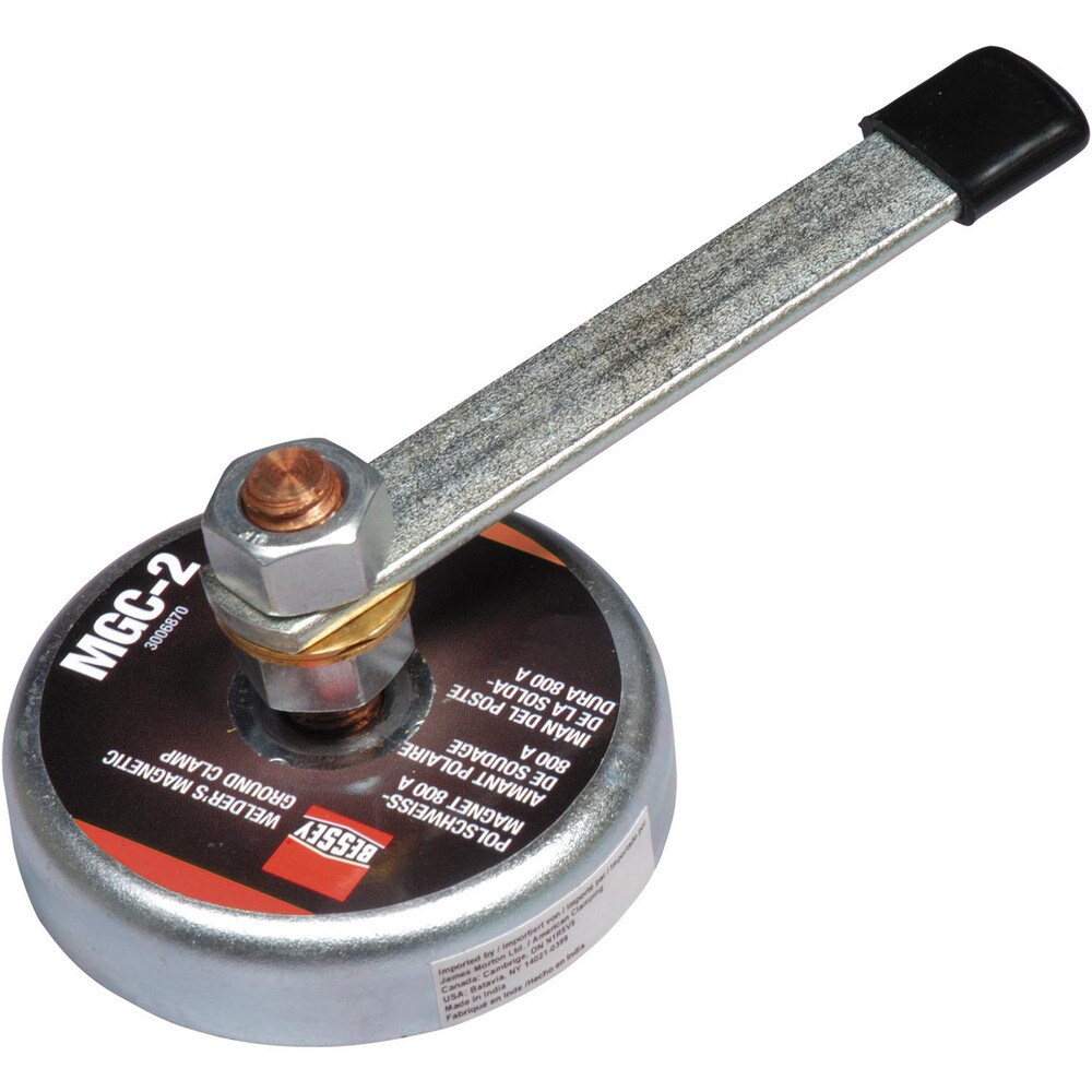 800 Amps Grounding Capacity, 3-1/2" Diam, 2" High, 55 Lb Max Pull Force, Magnetic Welding & Fabrication Ground Clamp