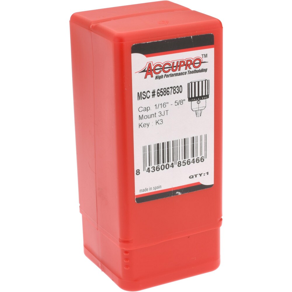 Accupro - Drill Chuck: 1/32 to 5/8″ Capacity, Tapered Mount, JT3