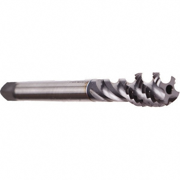 Spiral Flute Tap:  UNC,  5 Flute,  Bottoming,  2B Class of Fit,  Cobalt,  TiCN Finish