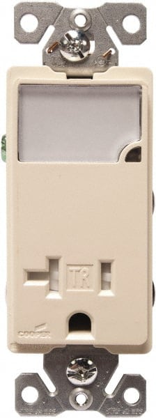 Cooper Wiring Devices TR7736LA-BOX 2 Pole, 125 VAC, 20 Amp, 1 Outlet, Flush Mounted, Self Grounding, Tamper Resistant Combination Outlet with Night Light 