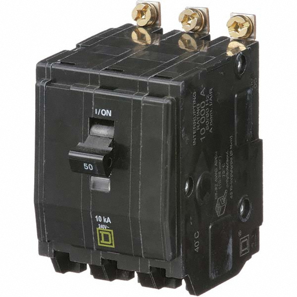 50 Amp, 240 VAC, 3 Pole, Bolt On Miniature Circuit Breaker - 8-2 AWG
