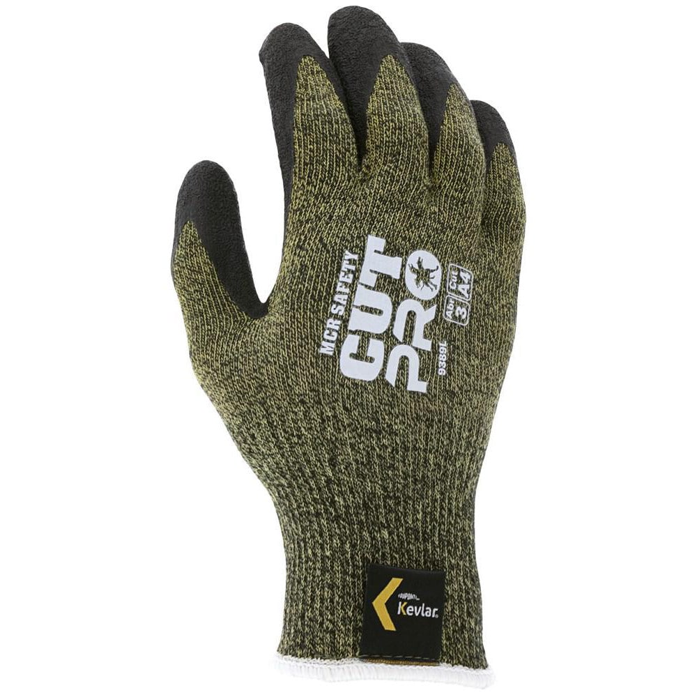 MCR Safety | KS-5 Cut-Resistant Gloves: Size X-Large, ANSI Cut A4, ANSI Puncture 4, Latex, Series 9389 - Green, Palm & Fingertips Coated, Kevlar