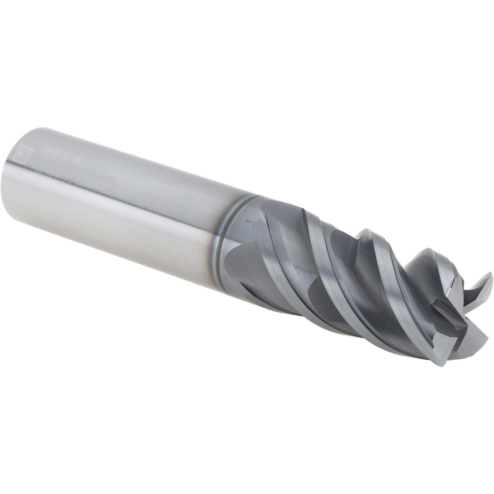 Jabro Corner Radius End Mill: 3/4"" Dia, 1-1/2"" LOC, 0.0300"" Radius, 4 Flute, Solid Carbide - 4"" OAL, 3/4"" Shank Dia, 48 deg Helix, SIRON-A Finish -  58744