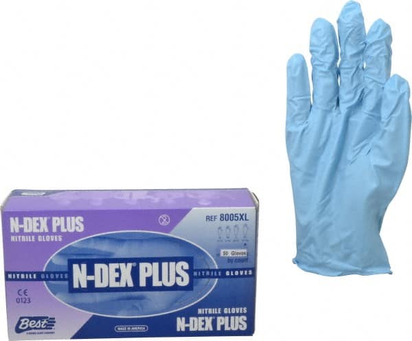 Showa 8005XL Disposable Gloves: X-Large, 8 mil Thick, Nitrile-Coated, Nitrile, Powdered, Industrial Grade 