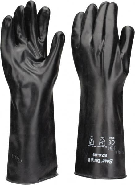 Showa 874-09 Chemical Resistant Gloves: Large, 14 mil Thick, Butyl, Unsupported 