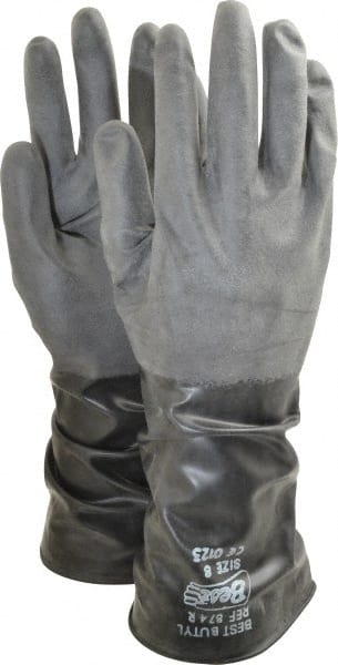 Showa 874R-08 Chemical Resistant Gloves: Medium, 14 mil Thick, Butyl, Unsupported 