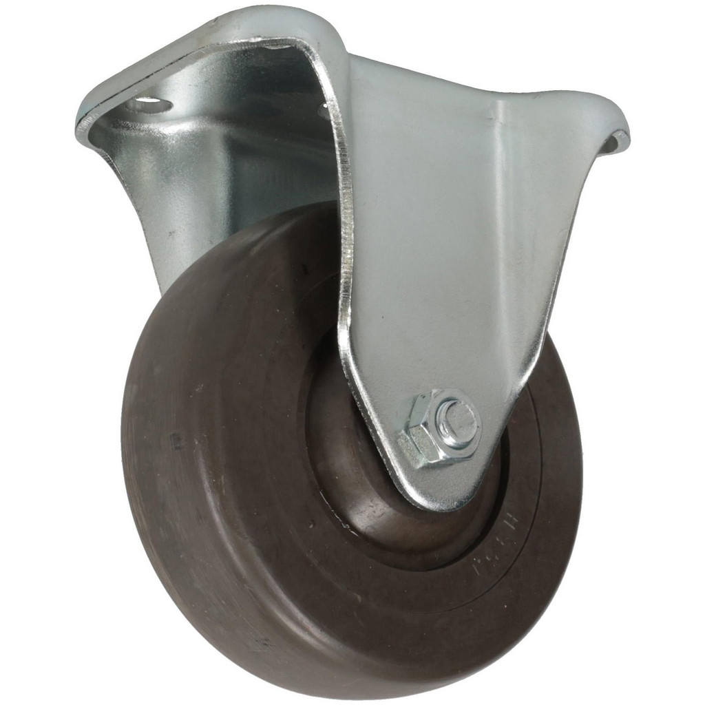 Albion Rigid Top Plate Caster: Hard Rubber, 275 lb, 4" Dia, 1-1/4" Wide, 5-13/32" OAH - 2-7/8 x 3-5/8" Plate, 1-3/4 x 2-15/16" Bolt Hole Pattern