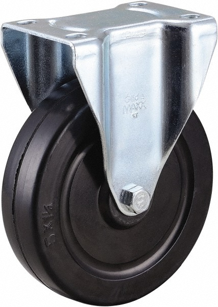 Value Collection Rigid Top Plate Caster: Soft Rubber, 200 lb, 5" Dia, 1-1/4" Wide, 6-15/32" OAH - 2-7/8 x 3-5/8" Plate, 1-3/4 x 2-15/16" Bolt Hole