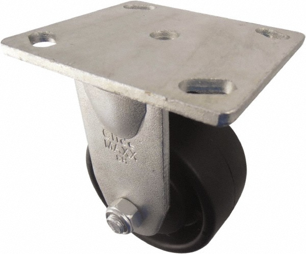 Value Collection Rigid Top Plate Caster: Polyolefin, 450 lb, 4" Dia, 2" Wide, 5-5/8" OAH - 3-7/8 x 4-1/2" Plate, 2-5/8 x 3-5/8 Slotted to 3 x 3" Bolt