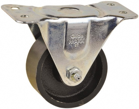 Value Collection V700586 Rigid Top Plate Caster: Cast Iron, 3" Wheel Dia, 1-1/4" Wheel Width, 275 lb Capacity, 4-1/4" OAH Image