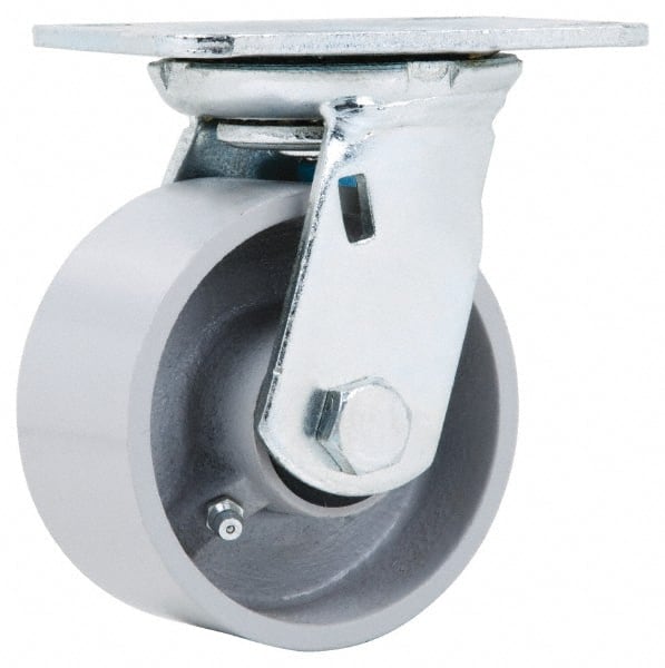 Fairbanks E29-4-IRB Swivel Top Plate Caster: Semi-Steel, 4" Wheel Dia, 2" Wheel Width, 700 lb Capacity, 5-3/8" OAH 