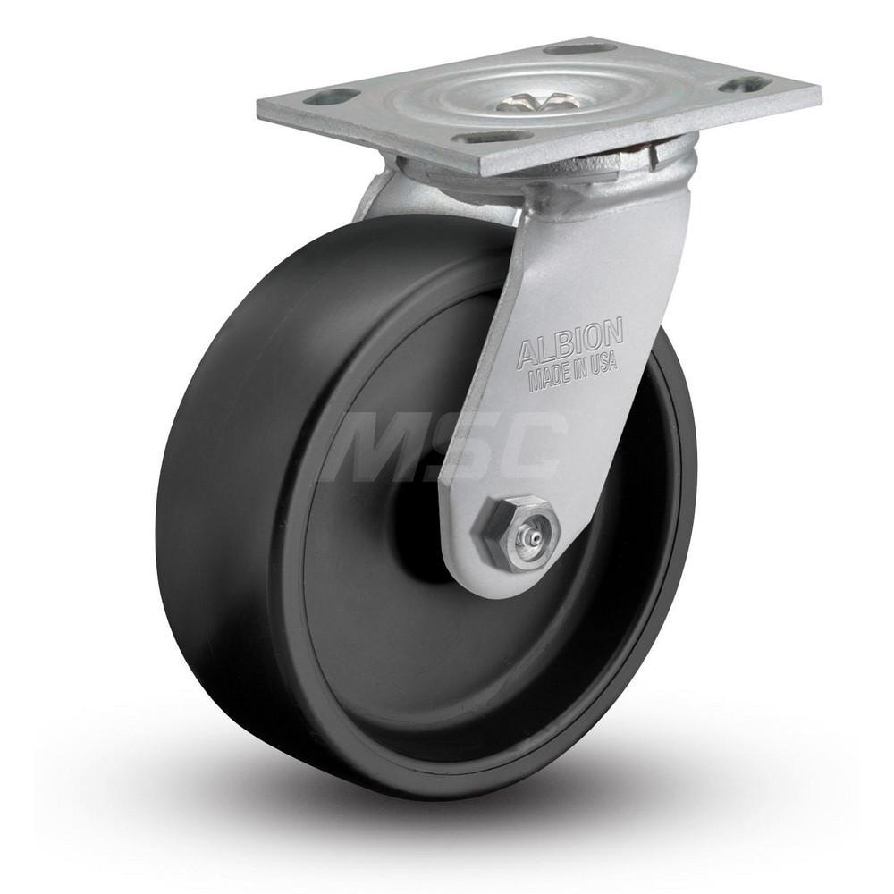 Value Collection V16PB05151S Swivel Top Plate Caster: Polyolefin, 5" Wheel Dia, 1-1/2" Wheel Width, 550 lb Capacity, 6-1/2" OAH Image