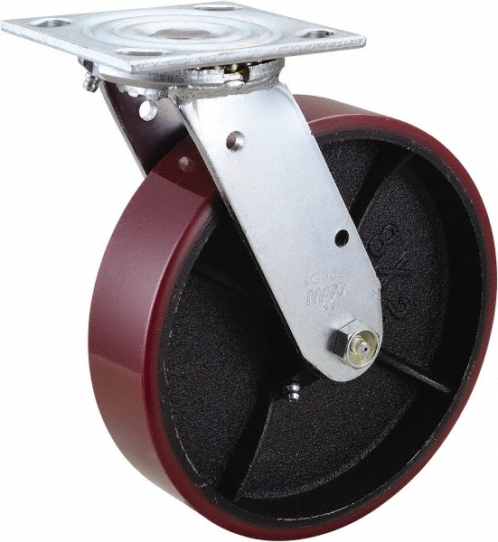 Value Collection GMC-SI-0080 Swivel Top Plate Caster: Polyurethane, 8" Wheel Dia, 2" Wheel Width, 1,200 lb Capacity, 9-1/2" OAH Image