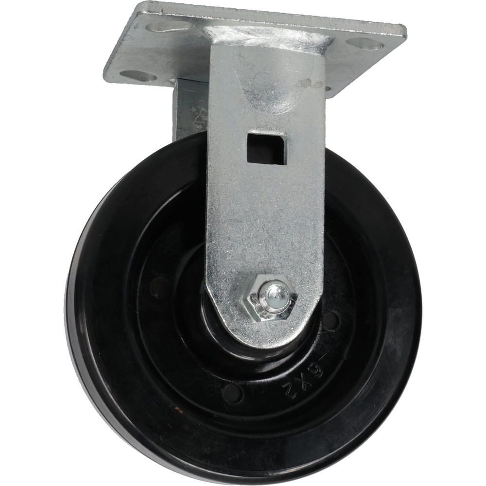 Rigid Top Plate Caster: Phenolic, 6" Wheel Dia, 2" Wheel Width, 1,200 lb Capacity, 7-1/2" OAH - Phenolic, 1,200 Lb Capacity, Roller Bearing, 4 x 4-1/2" Plate