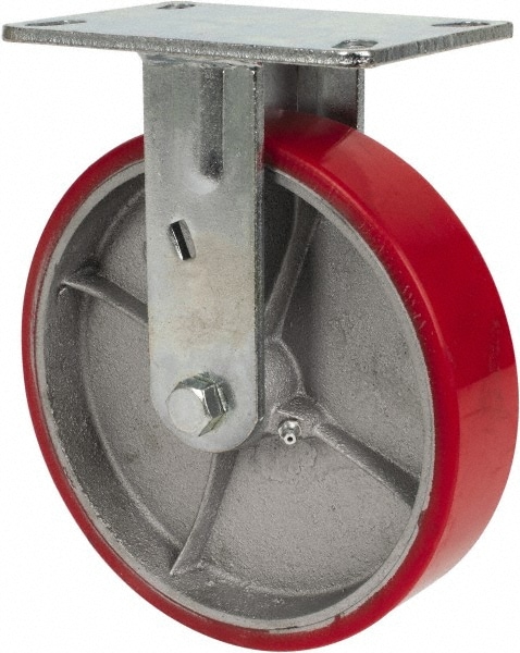 Fairbanks EW39-8-PO Rigid Top Plate Caster: Polyurethane, 8" Wheel Dia, 2" Wheel Width, 1,200 lb Capacity, 9-1/4" OAH 