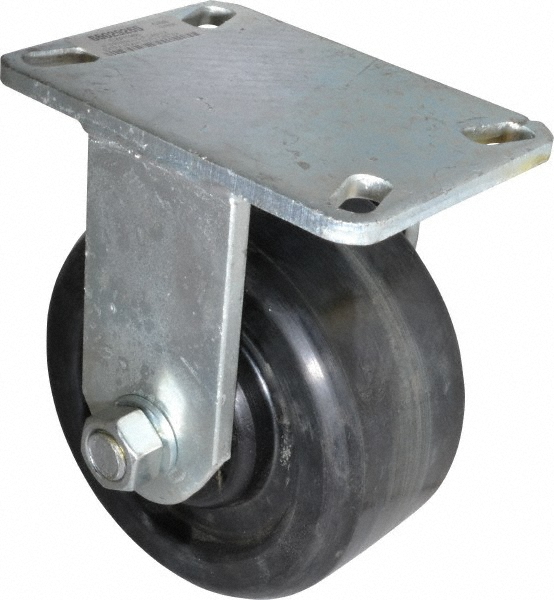 Value Collection Rigid Top Plate Caster: Phenolic, 2,000 lb, 6" Dia, 3" Wide, 7-1/2" OAH - 4-1/2 x 6-1/4" Plate, 3-3/8 x 5-1/4 Slotted to 2-7/16 x
