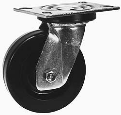 Albion Swivel Top Plate Caster: Phenolic, 1,400 lb, 5" Dia, 2" Wide, 6-1/2" OAH - 4-1/2 x 6-5/16" Plate, 2-7/16 x 4-15/16 Slotted to 3-3/8 x 5-1/4"