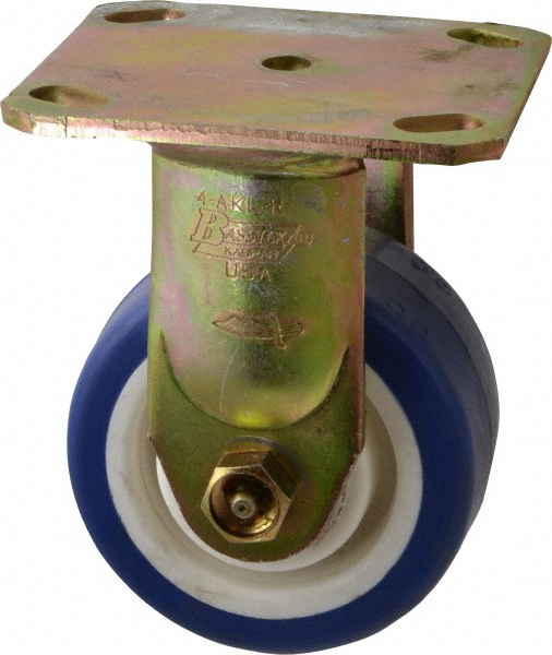 Albion Rigid Top Plate Caster: Polyurethane on Polypropylene, 600 lb, 4" Dia, 2" Wide, 5-5/8" OAH - 4 x 4-1/2" Plate, 2-5/8 x 3-5/8 Slotted to 3 x 3"