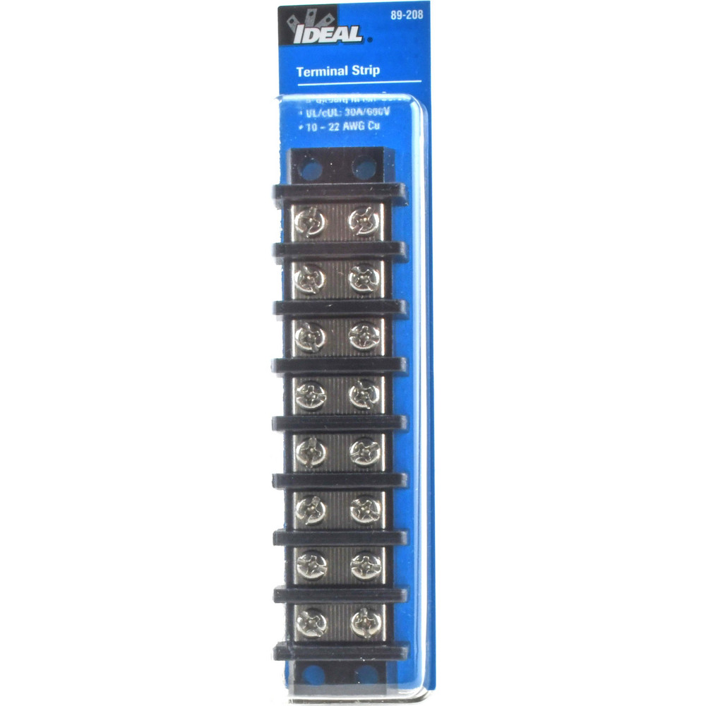 8 Poles, 600 Volt, 30 Amp, -40 to 266°F, Polyester Thermoplastic, Polyester Thermoplastic Multipole Terminal Block