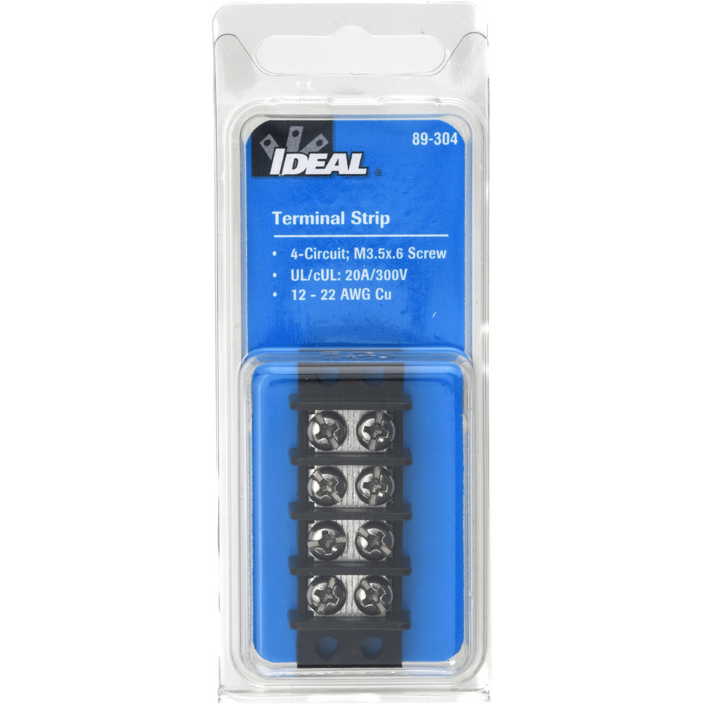 4 Poles, 300 Volt, 30 Amp, -40 to 266°F, Polyester Thermoplastic, Polyester Thermoplastic Multipole Terminal Block