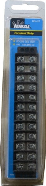 Ideal 89-412 12 Poles, 300 Volt, 30 Amp, -40 to 266°F, Polyester Thermoplastic, Polyester Thermoplastic Multipole Terminal Block 