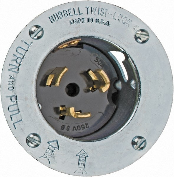 Hubbell Wiring Device-Kellems CS8375 250 VAC, 50 Amp, Self Grounding Inlet 