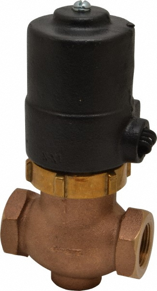 Solenoid Valve: 1" Port, NPT - Normally Closed, Bronze, Buna-N Seal, 120/60Vac