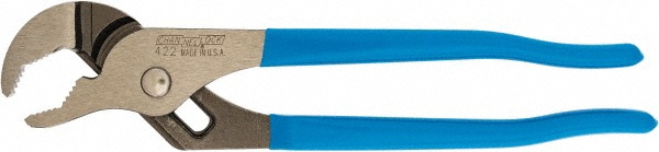 Channellock 9-1/2" OAL, 1-1/2" Max Capacity, 5 Position Tongue & Groove Pliers - Standard V-Jaws, Curved Head, Plastic Dipped Handles
