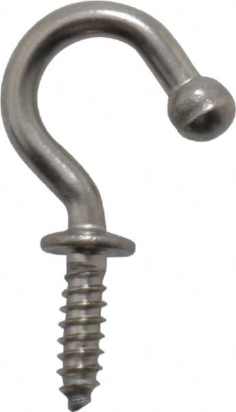Storage Hook: Screw Mount, 21/32" Projection, 11 lb Load Capacity, Stainless Steel