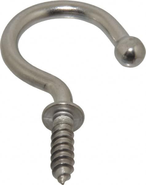 Storage Hook: Screw Mount, 1-19/32" Projection, 26 lb Load Capacity, Stainless Steel