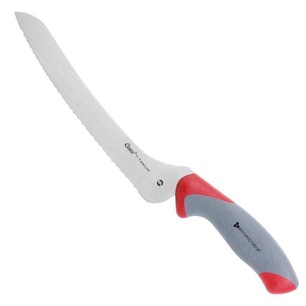 Clauss 18748 9" Long Blade, Titanium Bonded Stainless Steel, Serrated, Offset Serrated Knife 