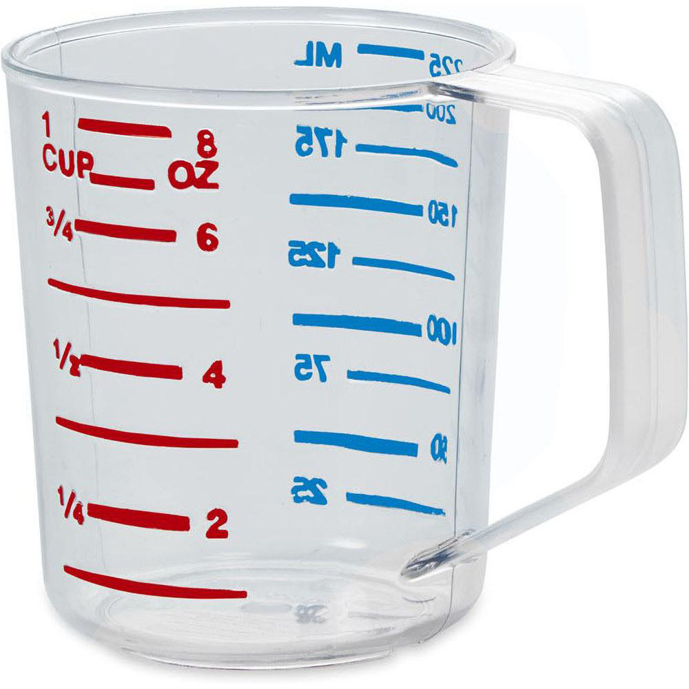 Measuring Cup: 0.25 qt Capacity, Polycarbonate - 1-19/64" High
