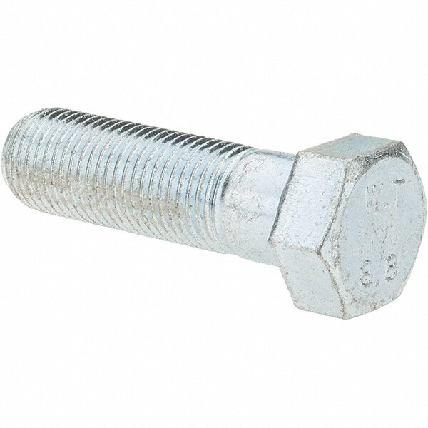 Hex Head Cap Screw: M12 x 1.25 x 40 mm, Grade 8.8 Steel, Zinc-Plated