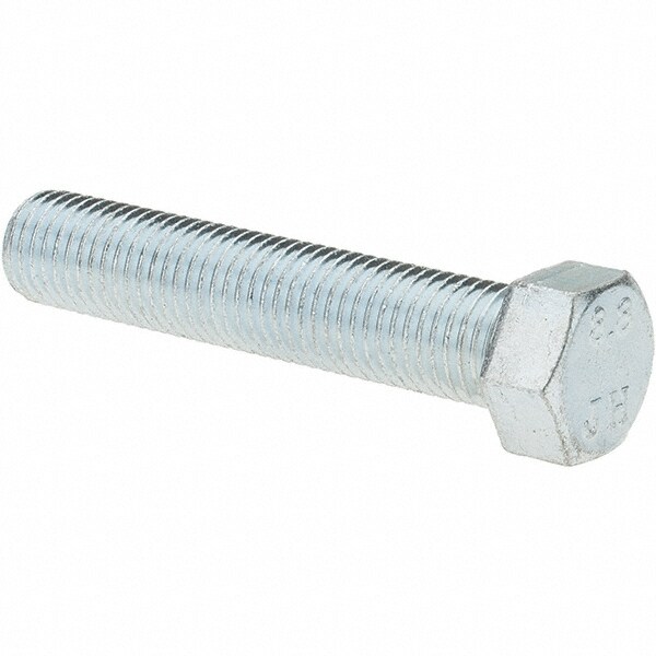 Hex Head Cap Screw: M10 x 1.25 x 50 mm, Grade 8.8 Steel, Zinc-Plated