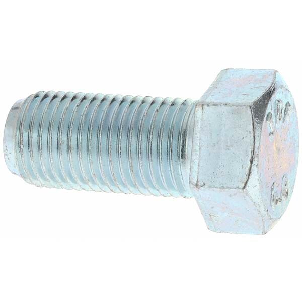 Hex Head Cap Screw: M12 x 1.25 x 25 mm, Grade 8.8 Steel, Zinc-Plated