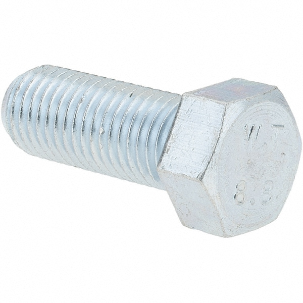 Hex Head Cap Screw: M10 x 1.25 x 25 mm, Grade 8.8 Steel, Zinc-Plated