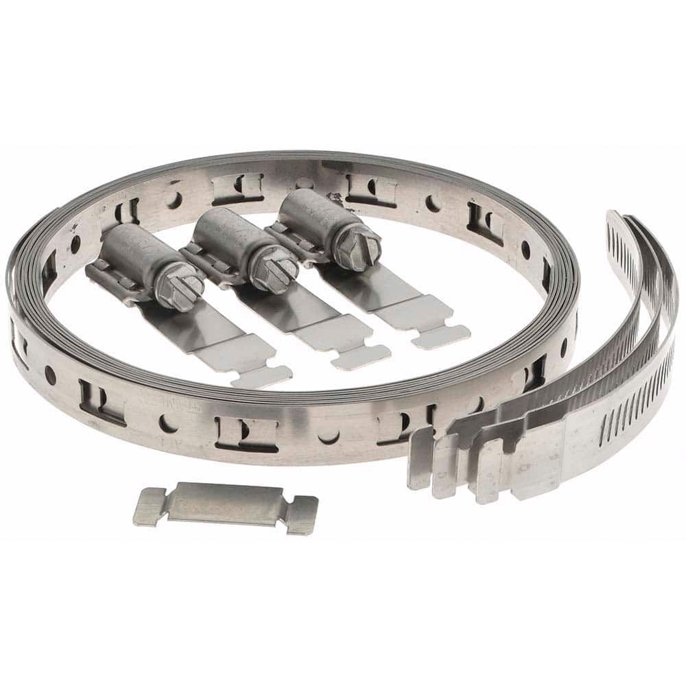 Hose Clamp Kits; Contents: 8.5 Feet of Perforated Band, 3 Screw Housings, 3 Slotted Fasteners and 3 Band Splices; 8.5 Feet of Perforated Band, 3 Screw Housings, 3 Slotted Fasteners and 3 Band Splices