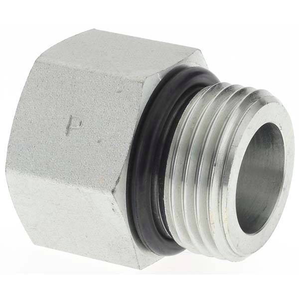 Industrial Pipe Adapter: 1/2" Female Thread, 1-1/16-12 Male Thread, Male Straight Thread O-Ring x Female NPTF