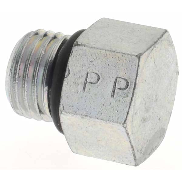 Industrial Pipe Hex Plug: 3/8-24 Male Thread, Male Straight Thread O-Ring