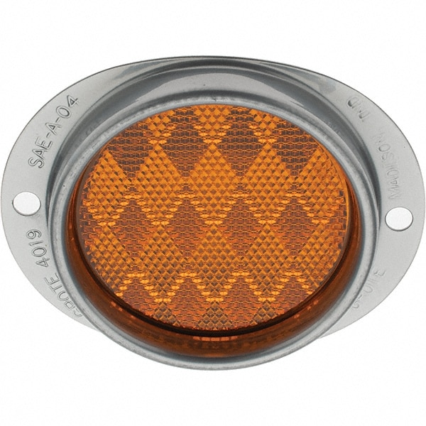 3" Diam, Amber Reflector