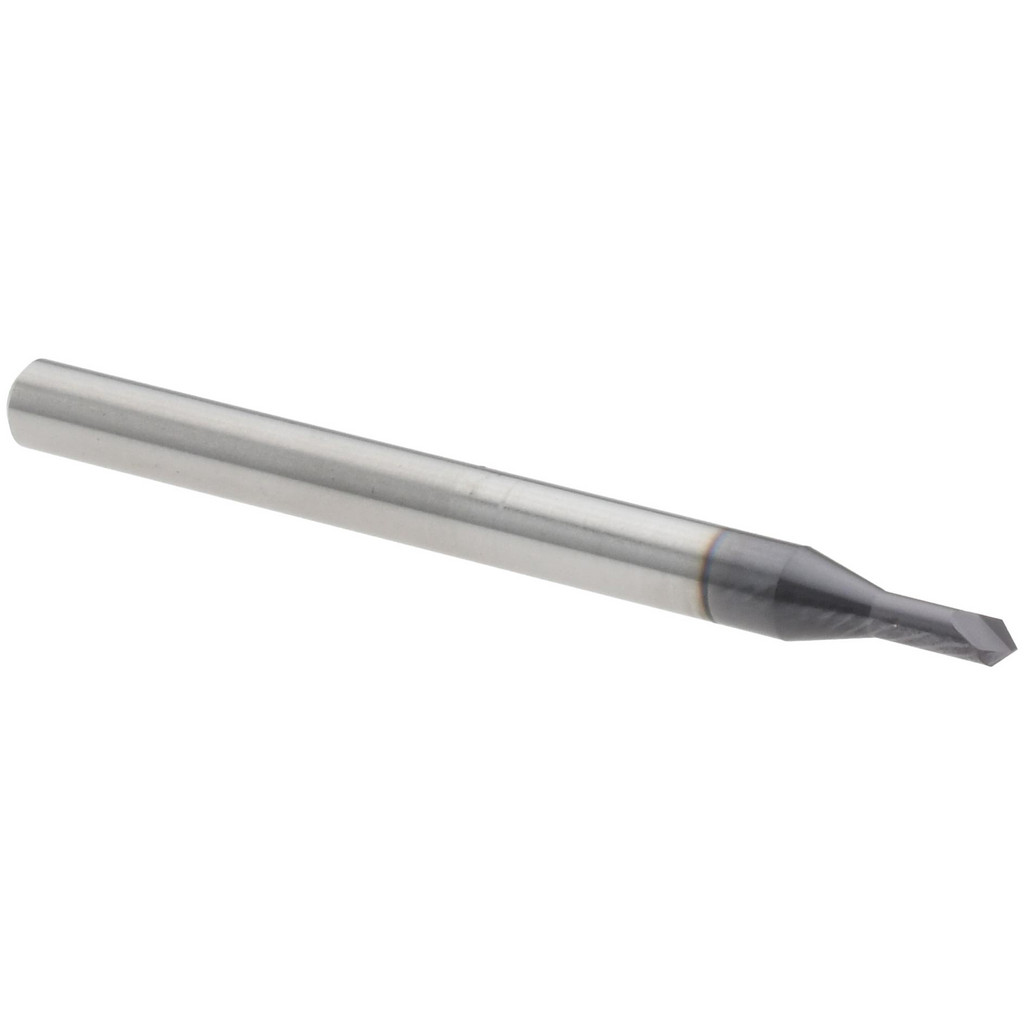 Harvey Tool Chamfer Mill: 1/16" Dia, 90 deg, 2 Flute, 1/8" Shank Dia, Solid Carbide, Single End - 1-1/2" OAL, AlTiN Coated | Part #998945-C3